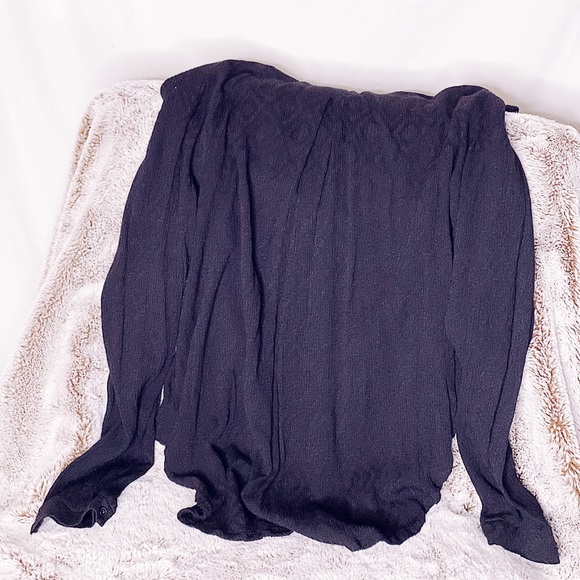 SALE Black Chiffon Open Front Crisscrossed Blouse - Picture 6 of 6